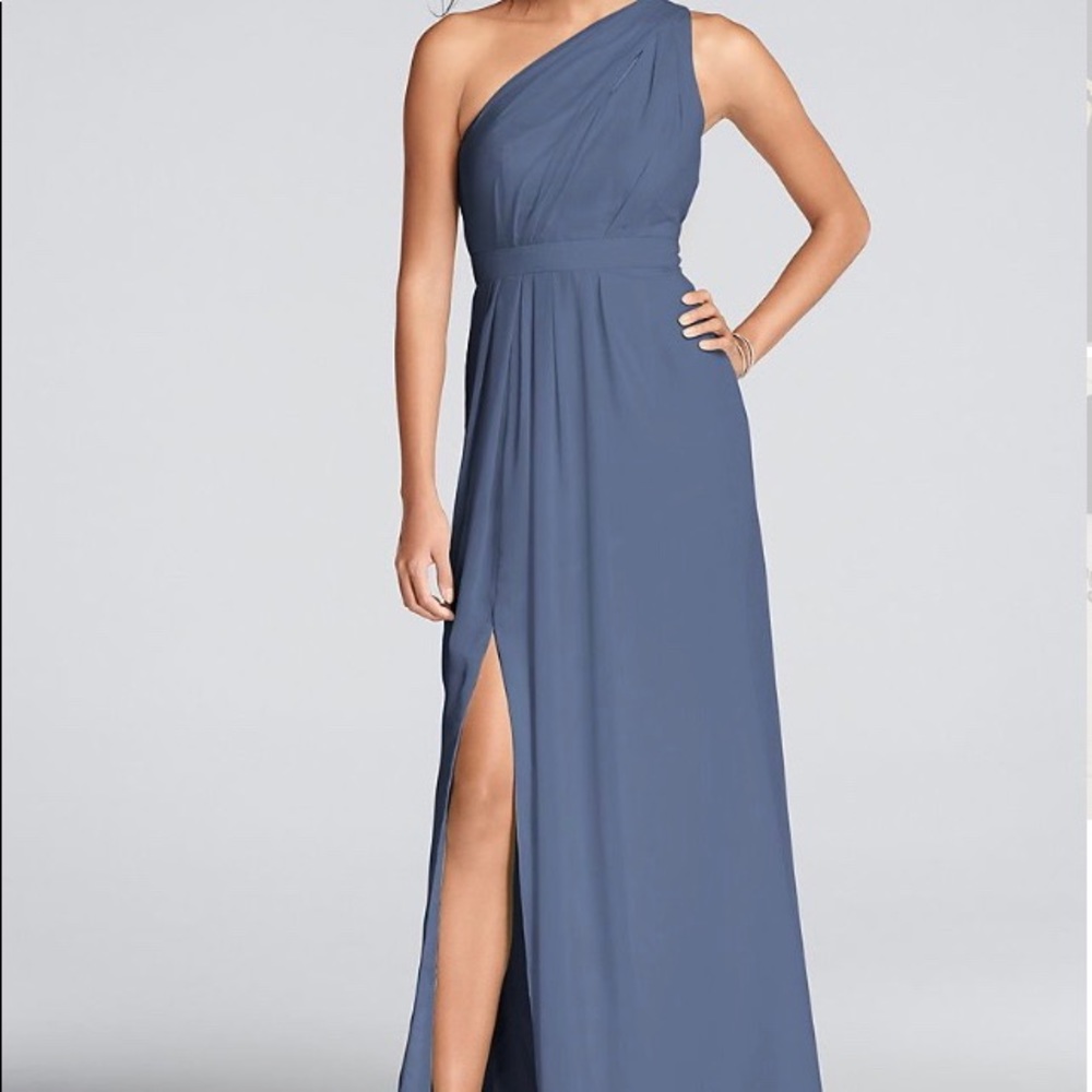 David’s Bridal Chiffon One Shoulder Dress